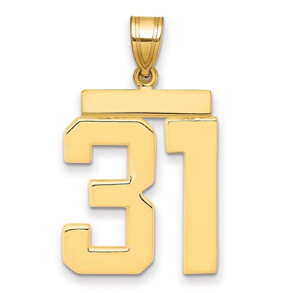 14k Yellow Gold Athletic Collection Large Polished Number 31 Pendant